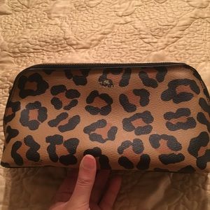 Coach Leather Leopard Print Make Up Bag